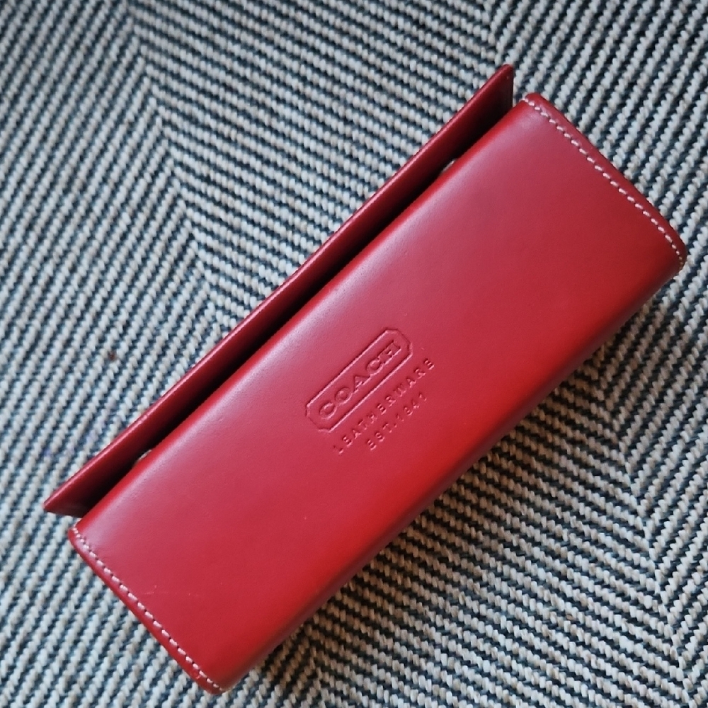 New Coach Red Leather Glasses Accessory Case